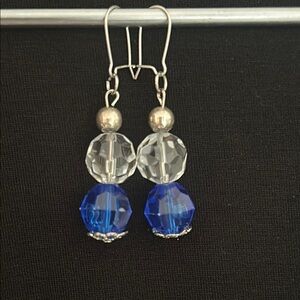 Elegant Silver and Blue Crystal Earrings